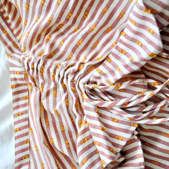 Veronica Beard Candy Stripe V-Neck Blouse - Picture 13 of 14